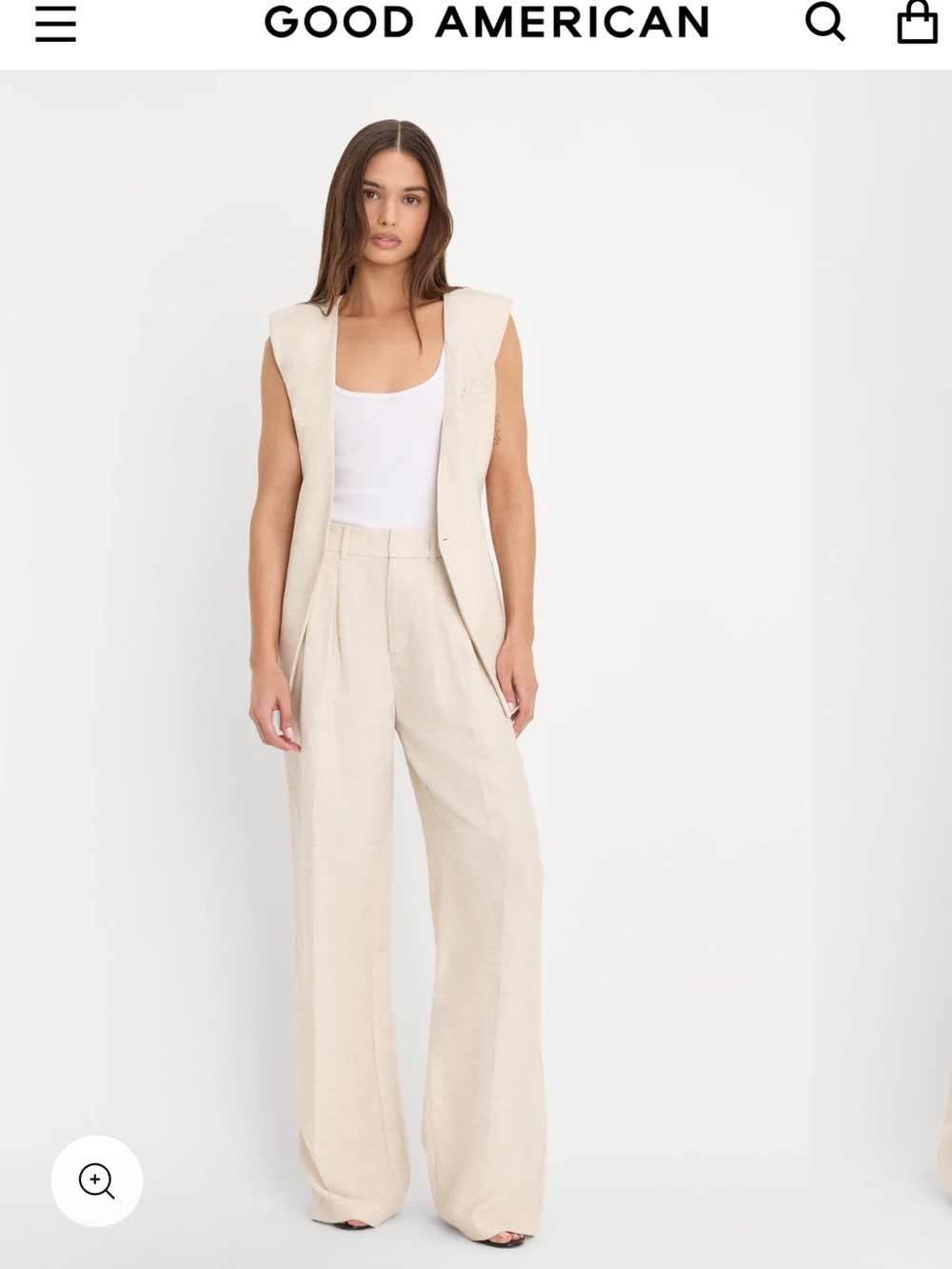 Good American Linen Wide-Leg Linen Pants
Color Oat 
Size 0/25
New with tags